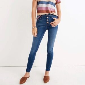 MADEWELL 10” High-Rise Skinny Hanna Wash Button Fly Distressed Raw Hem Jeans 26